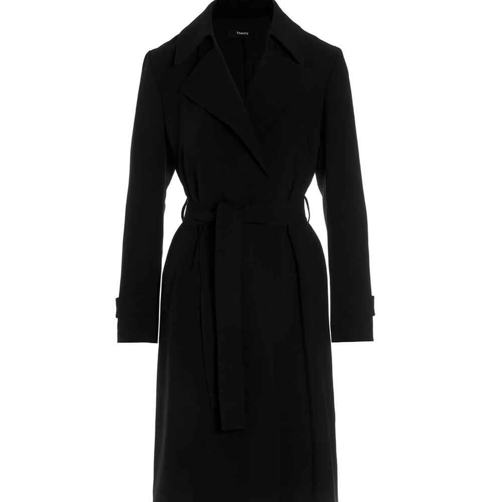 THEORY Oaklane belted black trench coat